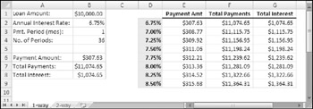 Summarizing Loan Options Using a Data Table | Excel 2007 Formulas (Mr ...