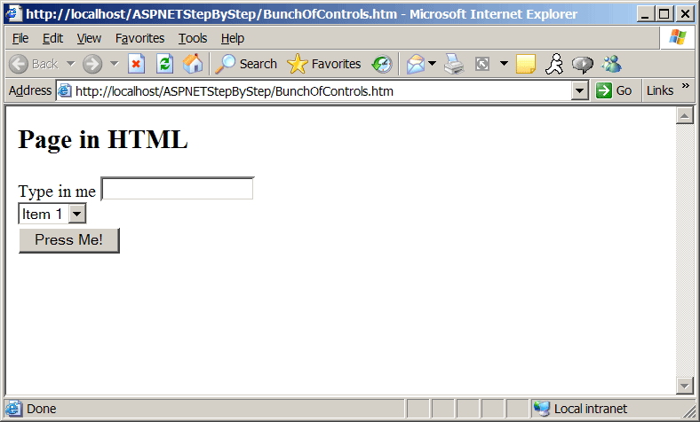figure 3-1 some html tags rendered as controls in internet explorer.