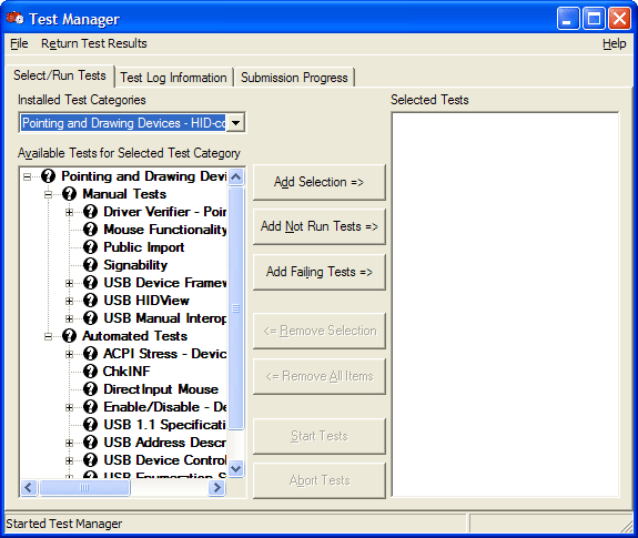 figure 15-16 the test manager dialog box.