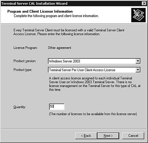 windows terminal server 2003 cals