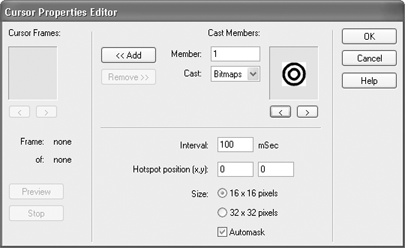 Animating Cursors | Macromedia Director MX for Windows and Macintosh.  Visual QuickStart Guide