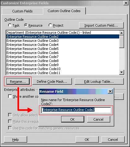 Overview Of The Enterprise Outline Codes And Fields Microsoft Office Project Server 2003 Unleashed