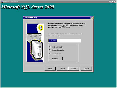  figure 2.13 - installing an instance of sql server 2000 on a remote computer. 