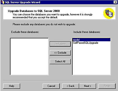  figure 4.17 - selecting databases to upgrade. 