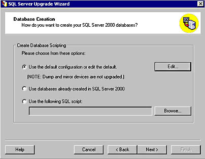  figure 4.18 - specifying the database configuration for the upgrade. 
