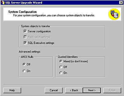  figure 4.20 - selecting system objects to transfer. 