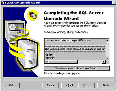  figure 4.21 - completing the sql server upgrade wizard. 
