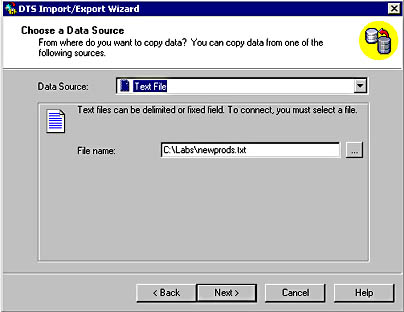  figure 7.2 - specifying a text file as the data source. 