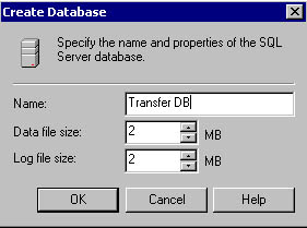  figure 7.6 - specifying the name and properties of the new database. 