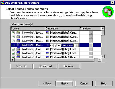  figure 7.8 - selecting source tables and views. 