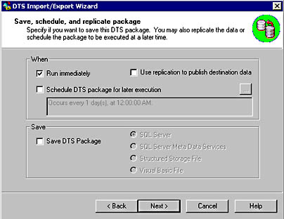  figure 7.14 - choosing to save or schedule the package. 