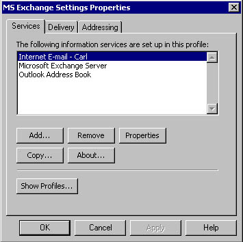  figure 12.25 - accessing mail settings for messaging profiles. 