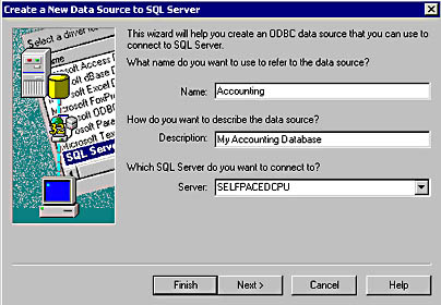  figure 12.35 - creating an odbc data source for a dsn. 