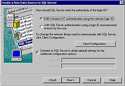  figure 12.36 - providing connection information for a dsn. 