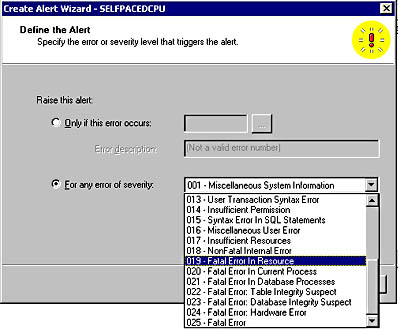  figure 13.28 - defining the severity level at which the alert will fire. 