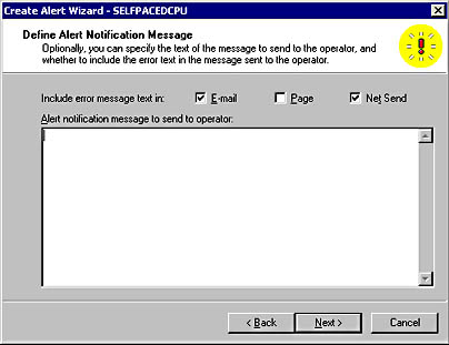  figure 13.33 - defining the alert notification message. 