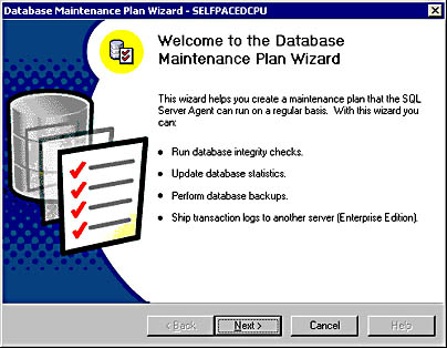  figure 13.40 - starting the database maintenance plan wizard. 