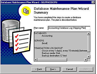  figure 16.12 - database maintenance plan summary page. 