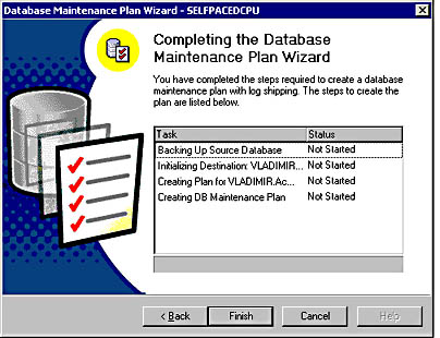  figure 16.13 - completing the database maintenance plan wizard page. 