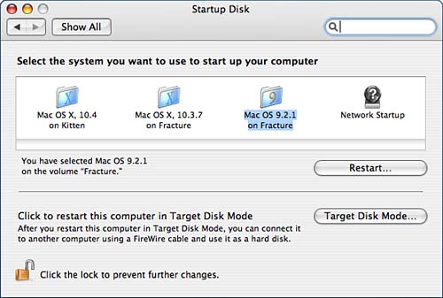 target disk mode shows hard drive