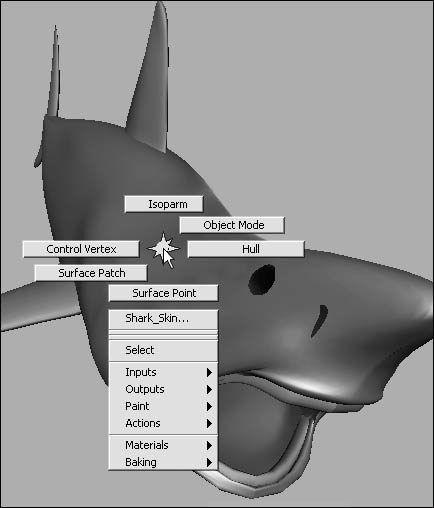 maya right click showing display menu