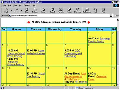 Calendar of Events Application Programming Microsoft Outlook and