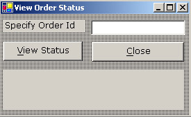 this figure shows the view order status window where a customer can view the status of an order.