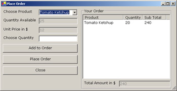 click to expand: this figure shows the your order list when the customer adds a product to it.