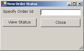 this figure shows the view order status window that displays the status of the order that corresponds to the order id that the customer specifies.