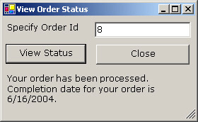 this figure shows the status of the order that the administrator updates in the update order status window.