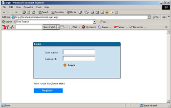 click to expand: this figure shows the login web page that displays the user name and password fields, which an end user uses to log on to the application.