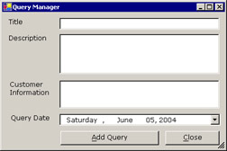 click to expand: this figure shows the query manager window where the administrator can enter a query into the database.