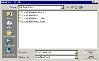 click to expand: this figure shows the select visio uml file dialog box where you can enter a name for the uml static model diagram.