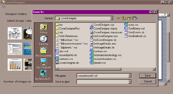 click to expand: the figure shows the save as dialog box to save the designed cover as a visio drawing with a .vsd extension.