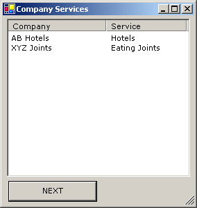 the figure shows the company services window that displays the services that are located in a place selected by the end user.